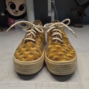 Vintage 90s Todd Oldham For Keds Womens US 6.5 Sneakers Lace Up Tie Yellow Tan